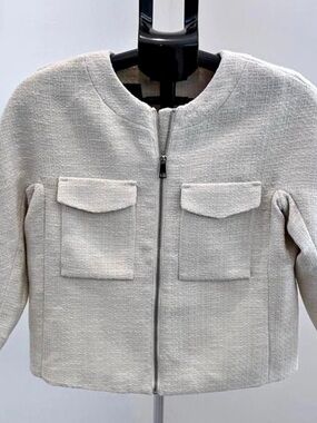 H&M Textured-weave Jacket in White Size 6 NWT